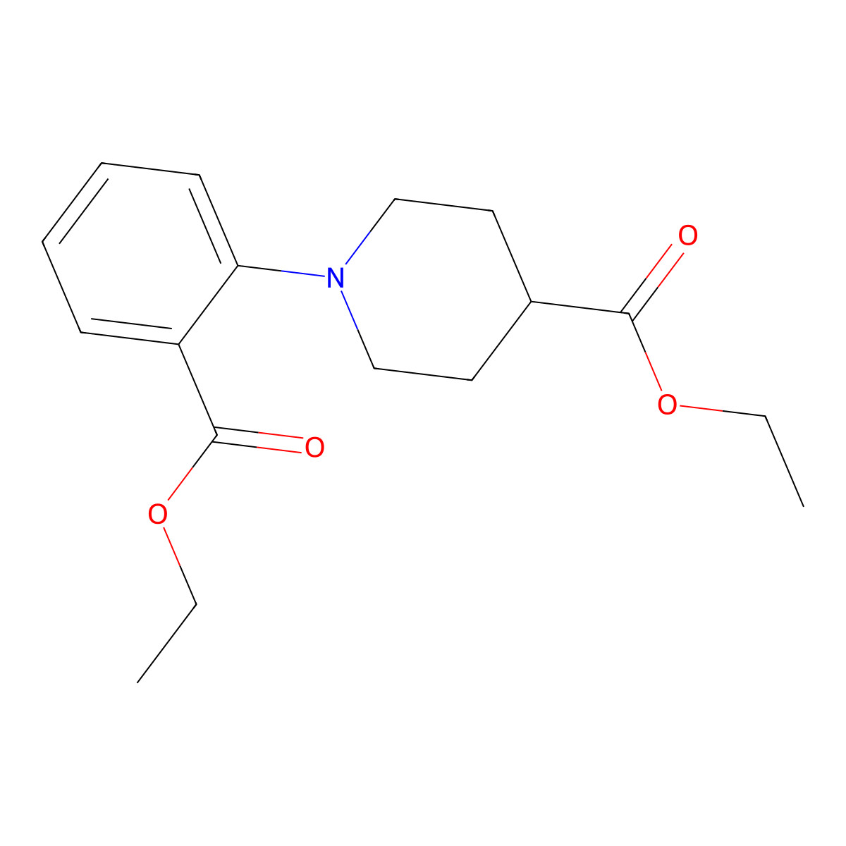 Ethyl 1-(2-(ethoxycarbonyl)phenyl)piperidine-4-carboxylate molecular structure, CAS 773137-80-7