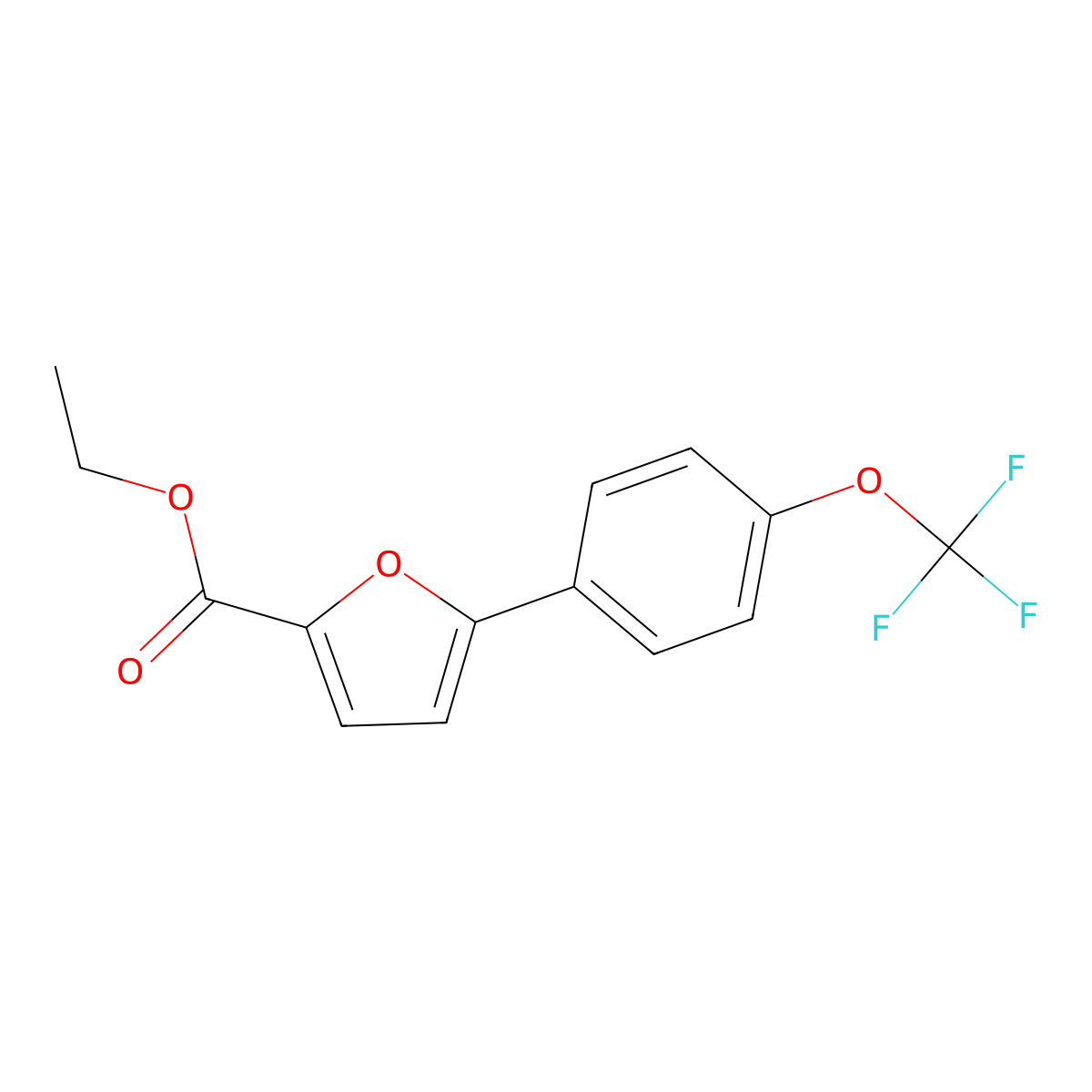 Ethyl 5-(4-(trifluoromethoxy)phenyl)furan-2-carboxylate molecular structure, CAS 773138-91-3