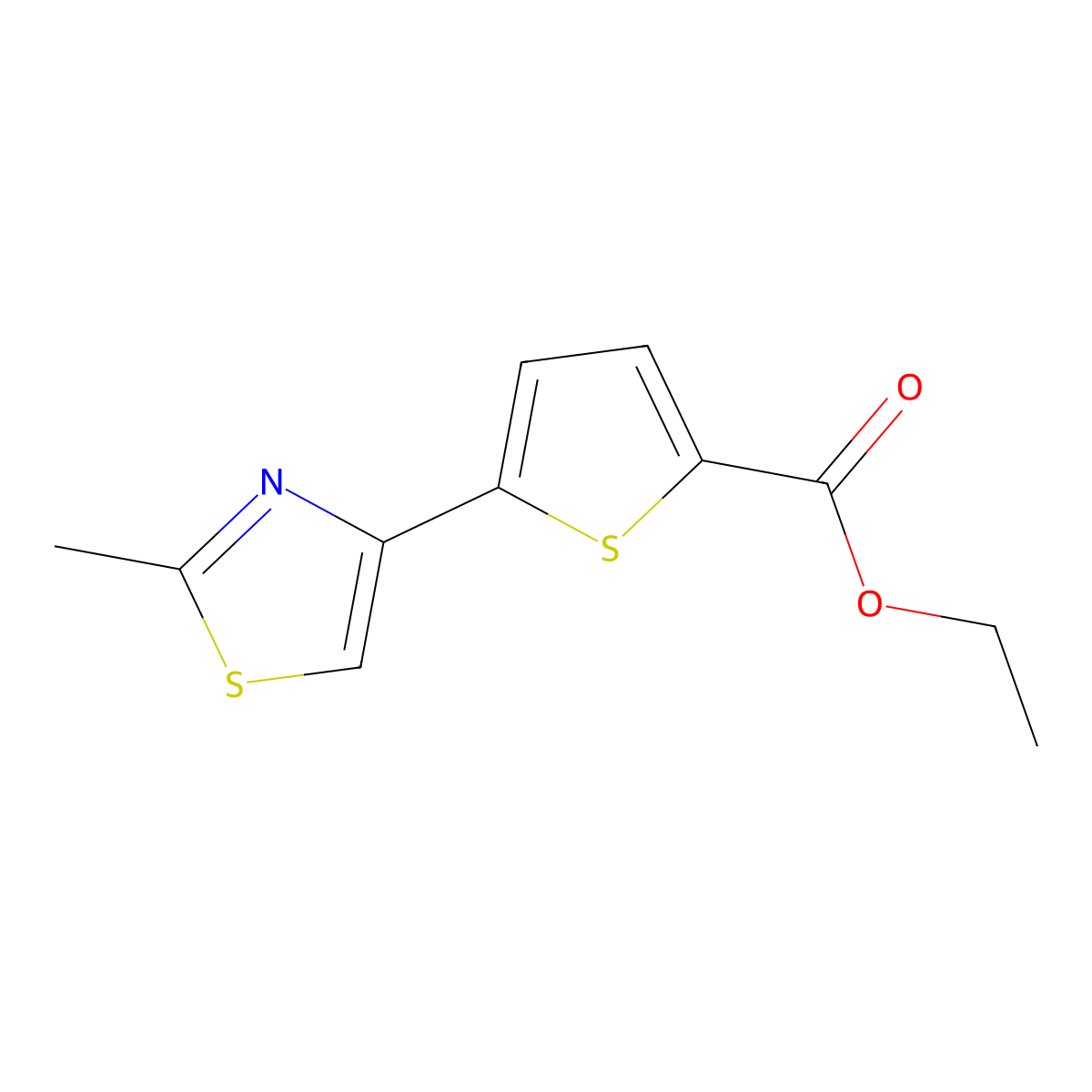 Ethyl 5-(2-methyl-4-thiazolyl)-2-thiophenecarboxylate molecular structure, CAS 773139-54-1