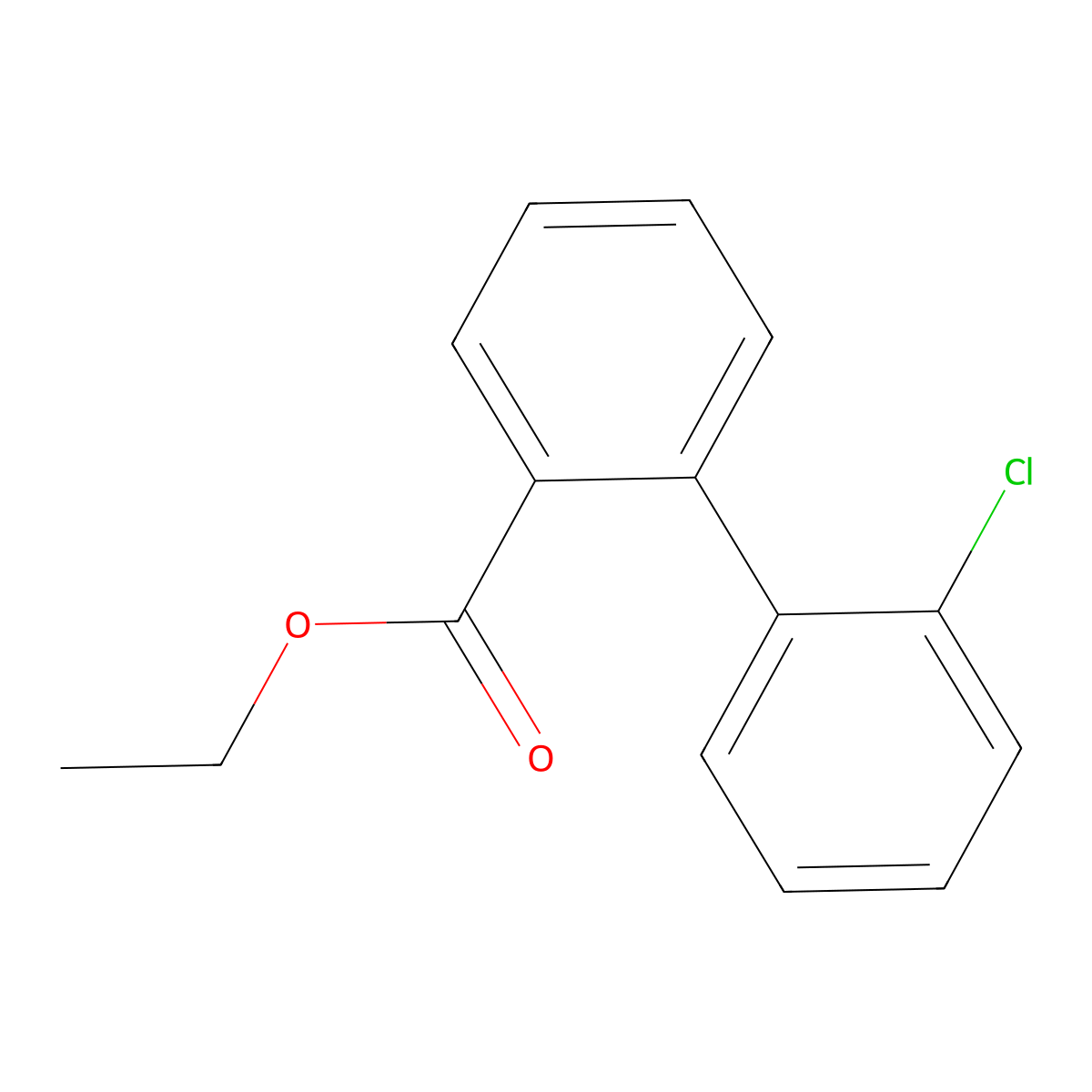 Ethyl 2'-chloro[1,1'-biphenyl]-2-carboxylate molecular structure, CAS 773139-98-3