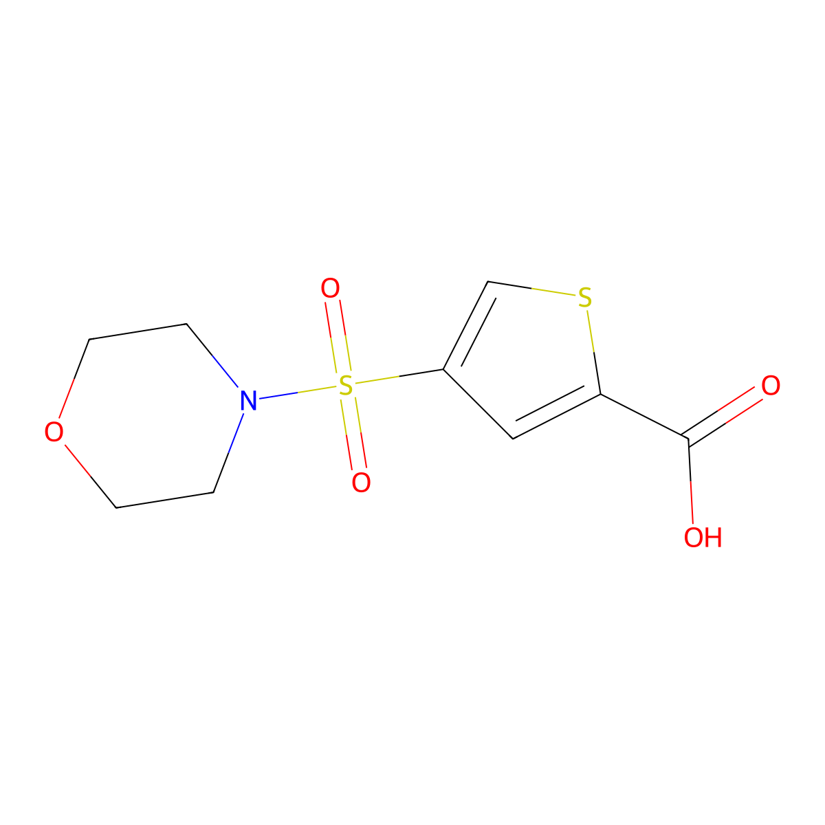 4-(Morpholin-4-ylsulfonyl)thiophene-2-carboxylic acid molecular structure, CAS 773145-52-1
