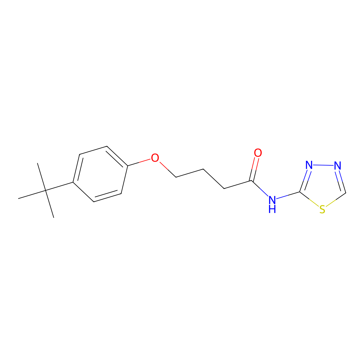 4-(4-tert-butylphenoxy)-N-(1,3,4-thiadiazol-2-yl)butanamide molecular structure, CAS 773151-47-6