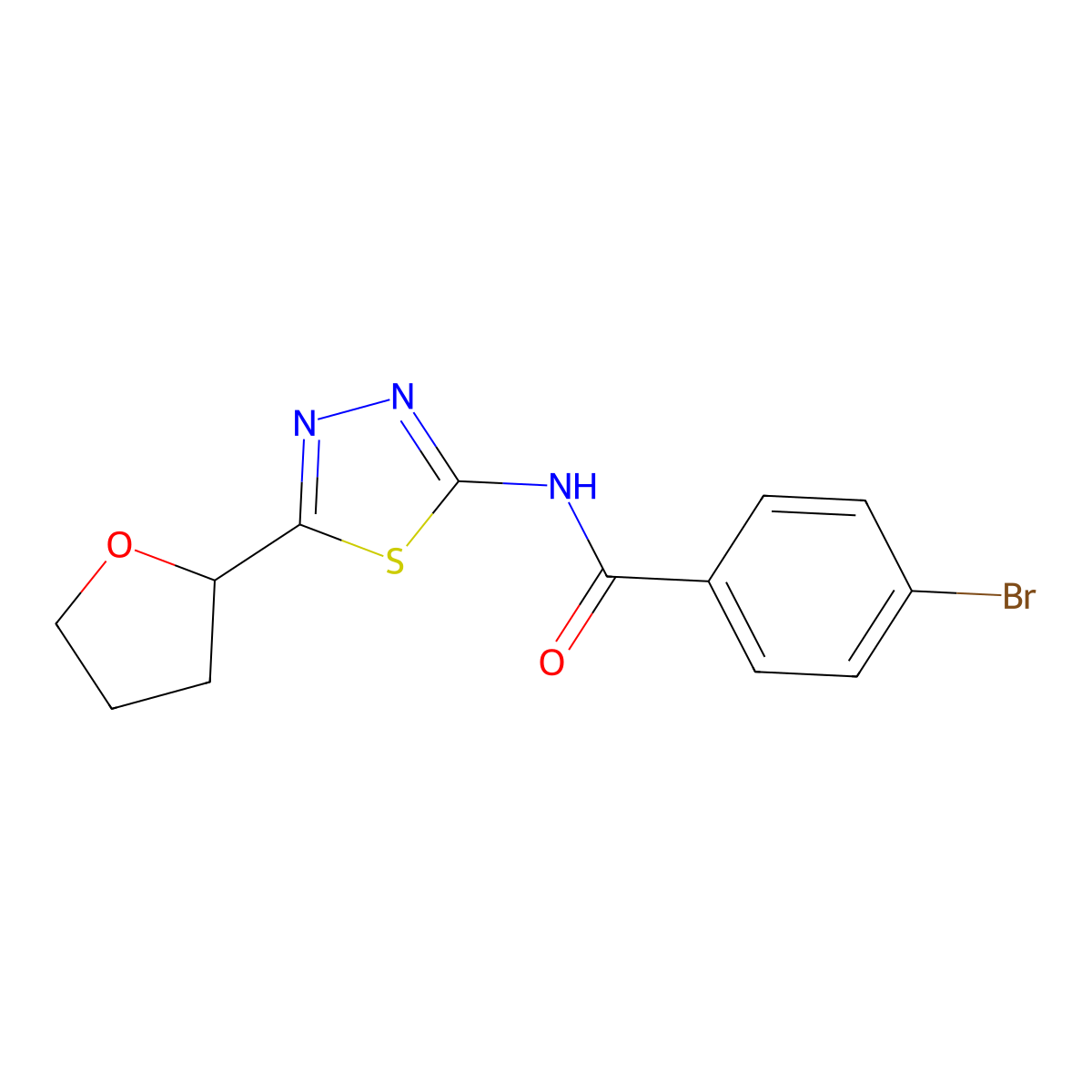 4-bromo-N-[5-(oxolan-2-yl)-1,3,4-thiadiazol-2-yl]benzamide molecular structure, CAS 773151-87-4
