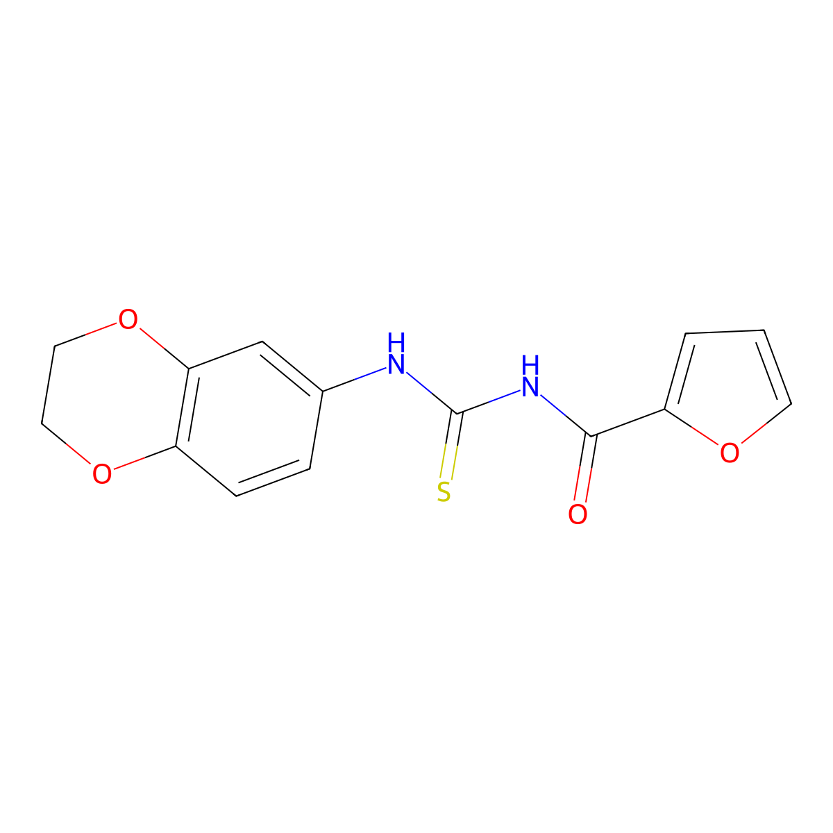 N-(2,3-dihydro-1,4-benzodioxin-6-ylcarbamothioyl)furan-2-carboxamide molecular structure, CAS 773153-51-8