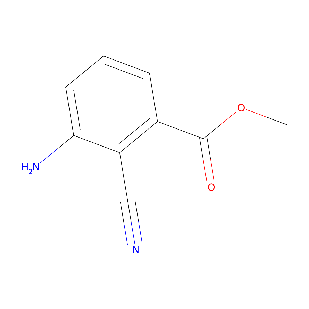 Methyl 3-amino-2-cyanobenzoate molecular structure, CAS 77326-43-3