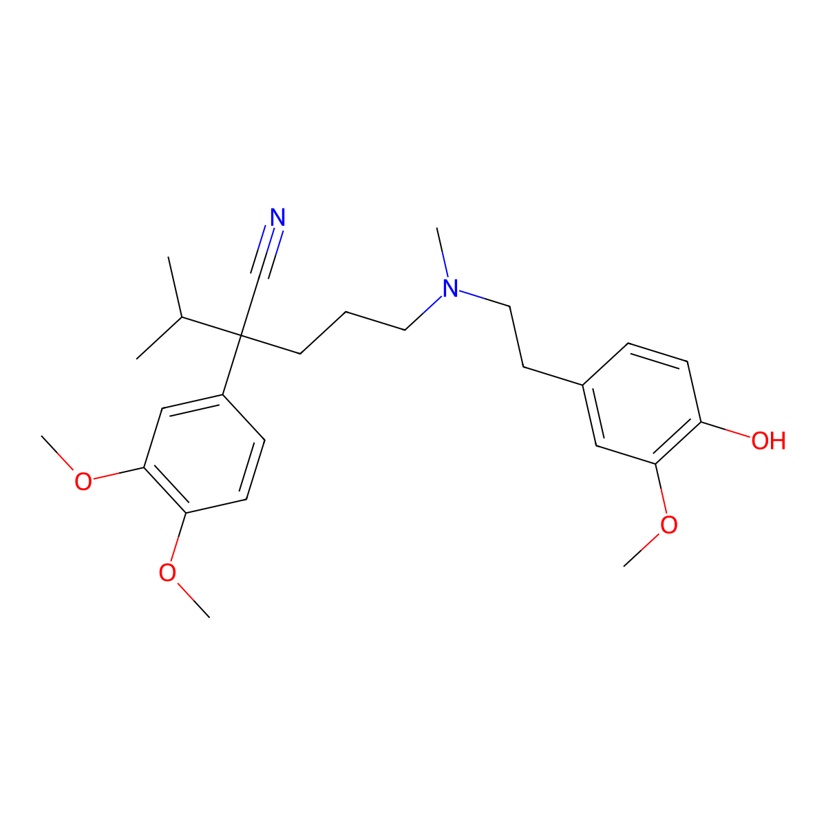 N-Desmethylverapamil molecular structure, CAS 77326-93-3