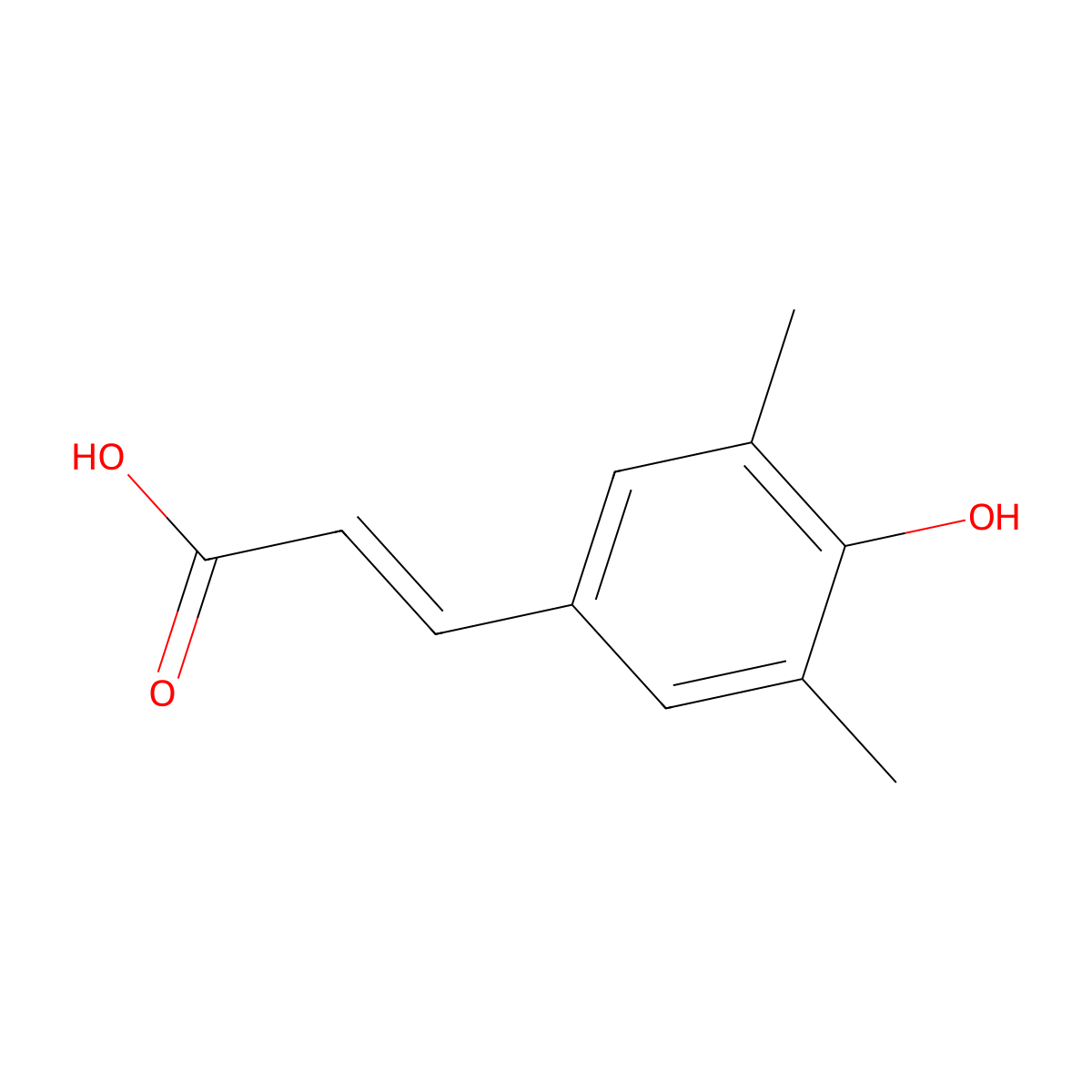 3,5-Dimethyl-4-hydroxycinnamic acid molecular structure, CAS 7733-57-5