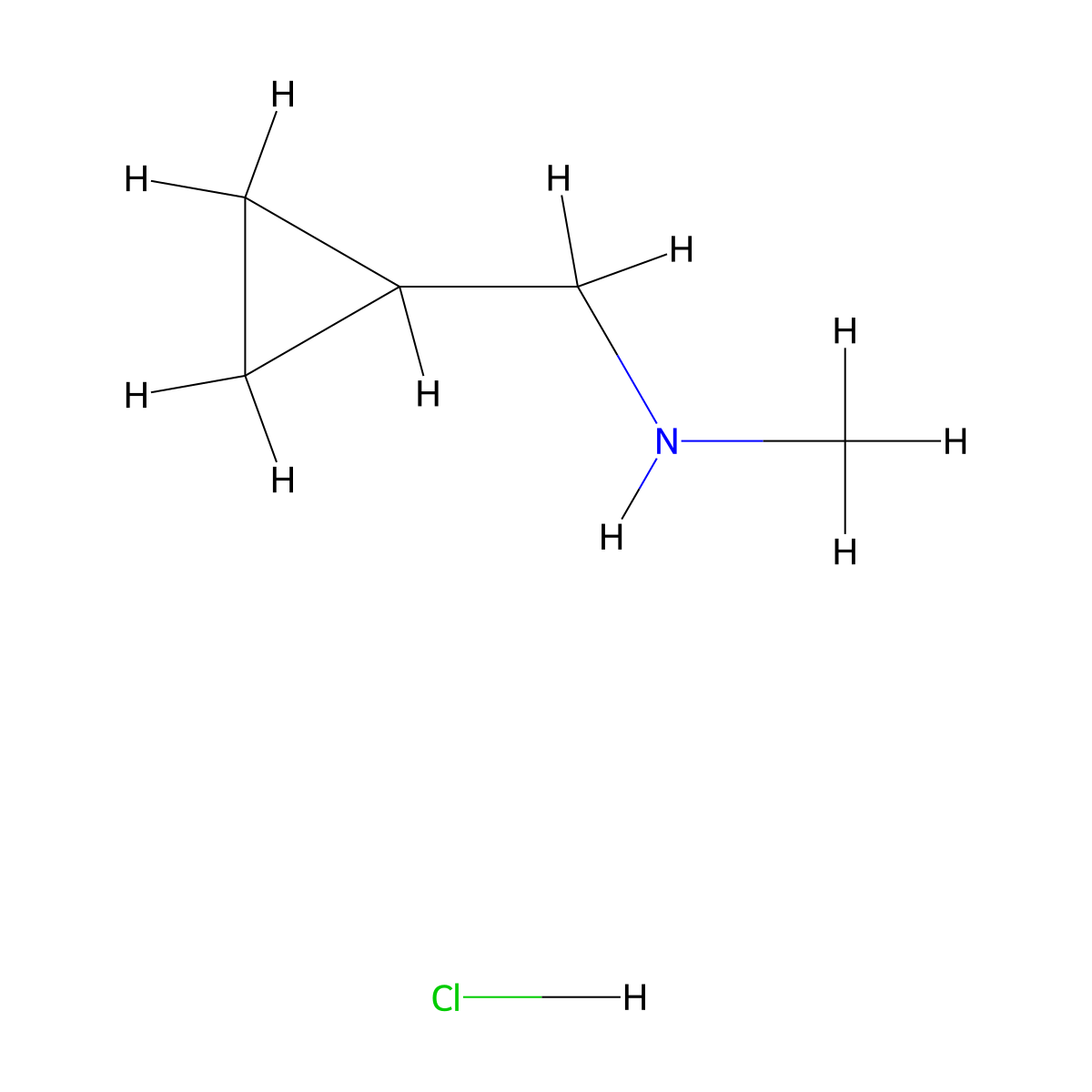 (Cyclopropylmethyl)(methyl)amine hydrochloride molecular structure, CAS 77335-18-3