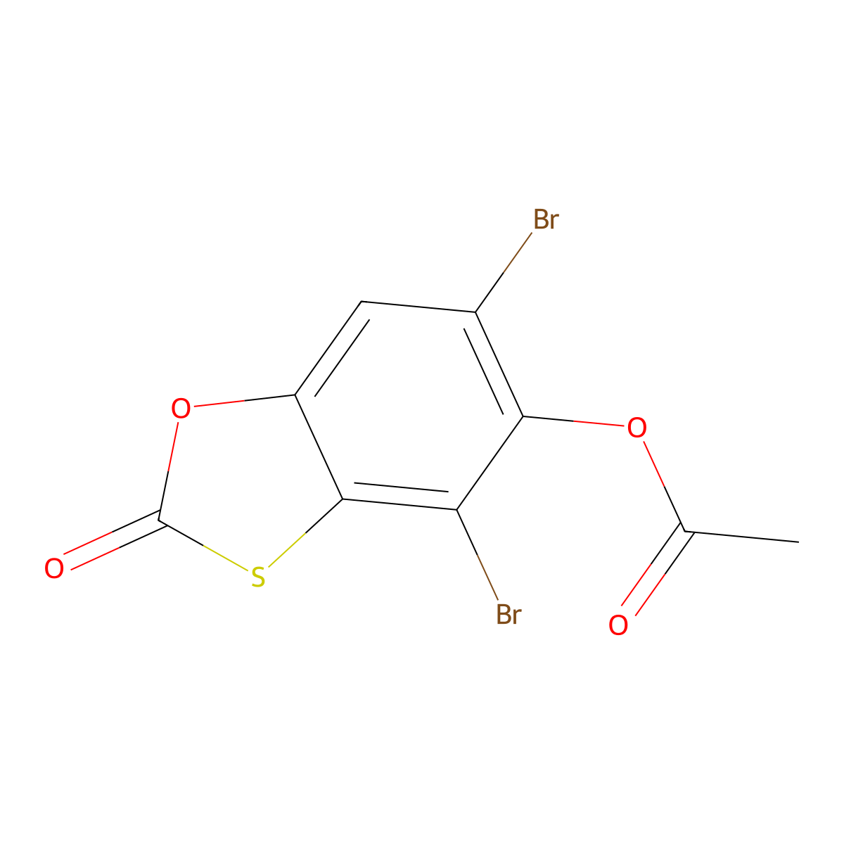 4,6-Dibromo-2-oxo-1,3-benzoxathiol-5-yl acetate molecular structure, CAS 7735-62-8