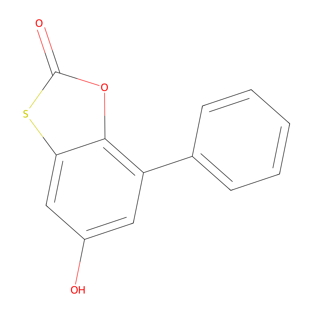 5-Hydroxy-7-phenyl-1,3-benzoxathiol-2-one molecular structure, CAS 7735-67-3