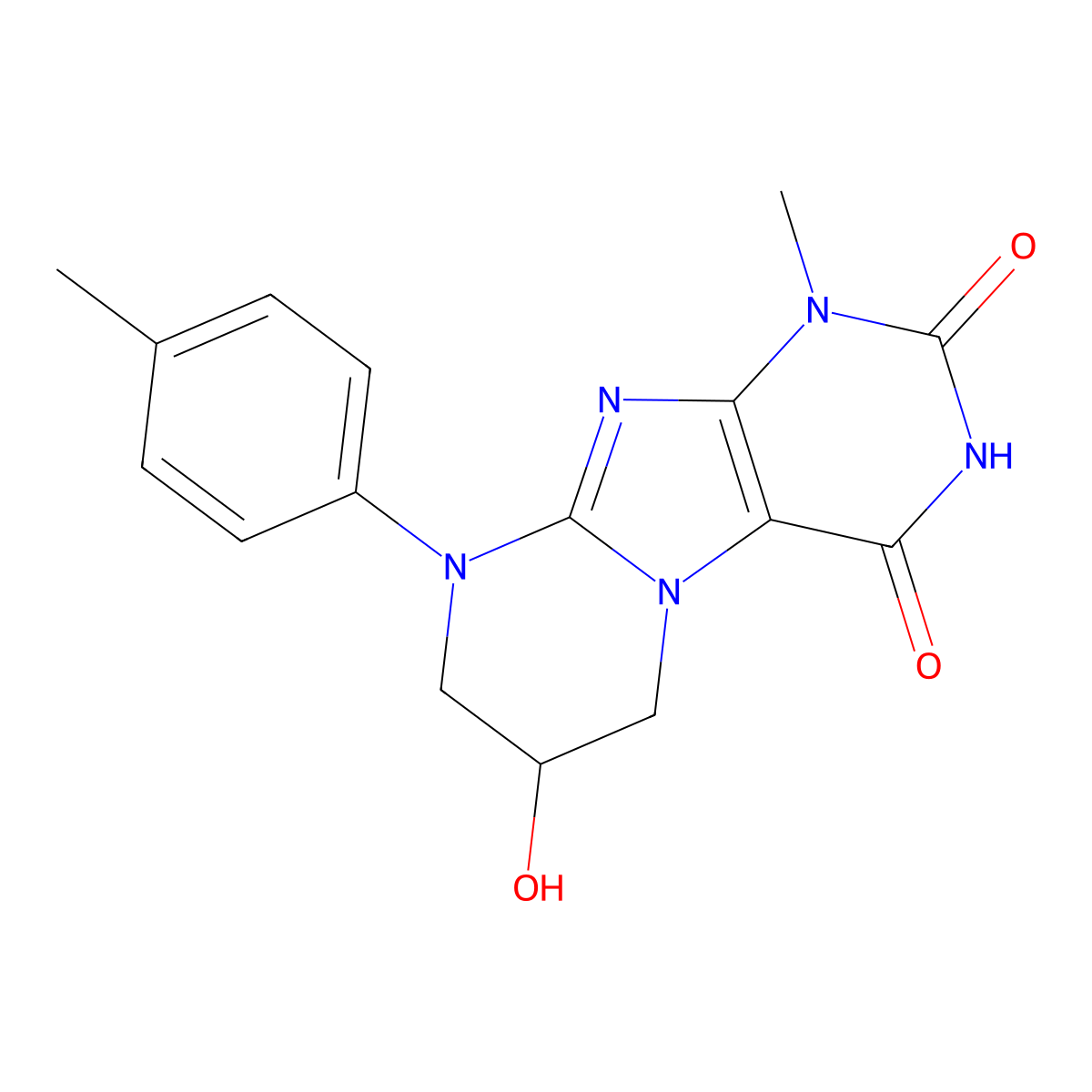 7-hydroxy-1-methyl-9-(4-methylphenyl)-7,8-dihydro-6H-purino[7,8-a]pyrimidine-2,4-dione molecular structure, CAS 77350-99-3