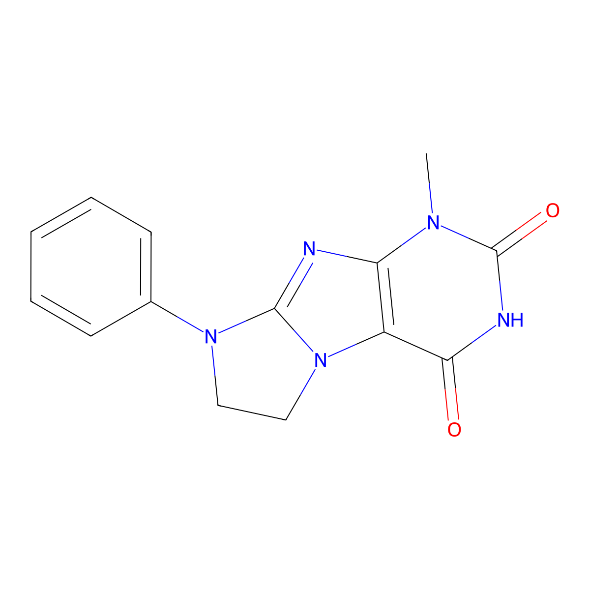 4-Methyl-6-phenyl-7,8-dihydropurino[7,8-a]imidazole-1,3-dione molecular structure, CAS 77351-09-8