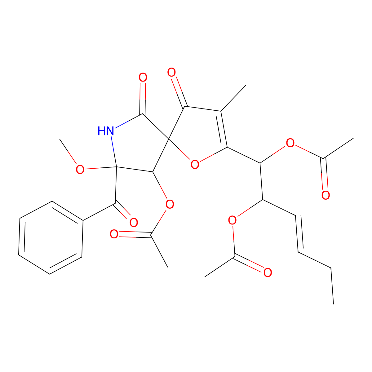 [8-Benzoyl-2-(1,2-diacetyloxyhex-3-enyl)-8-methoxy-3-methyl-4,6-dioxo-1-oxa-7-azaspiro[4.4]non-2-en-9-yl] acetate molecular structure, CAS 77353-57-2