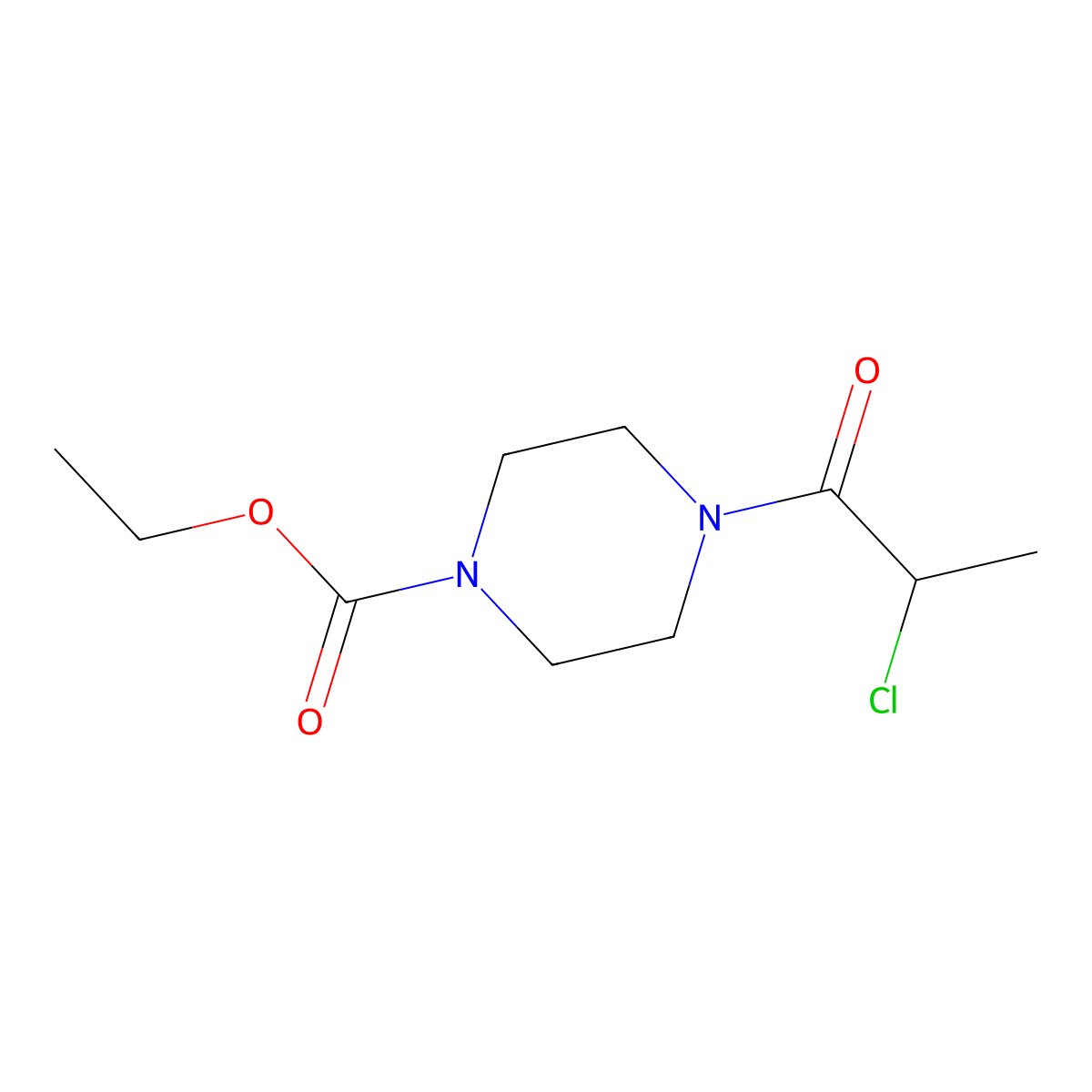 Ethyl 4-(2-chloropropanoyl)piperazine-1-carboxylate molecular structure, CAS 77368-22-0