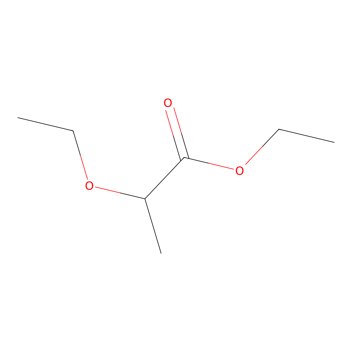 Ethyl 2-ethoxypropanoate molecular structure, CAS 7737-40-8