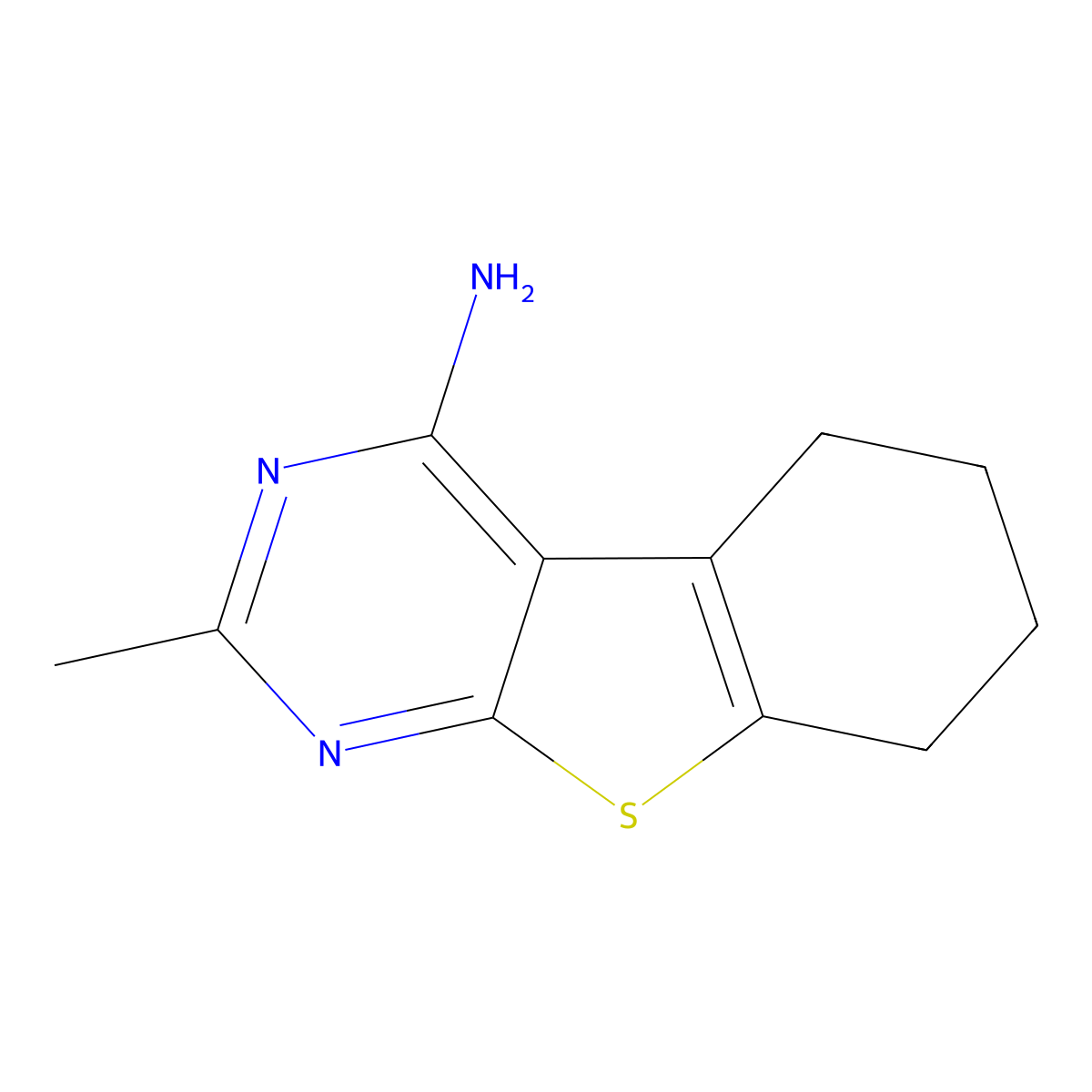 2-Methyl-5,6,7,8-tetrahydro[1]benzothieno[2,3-d]pyrimidin-4-amine molecular structure, CAS 77373-45-6