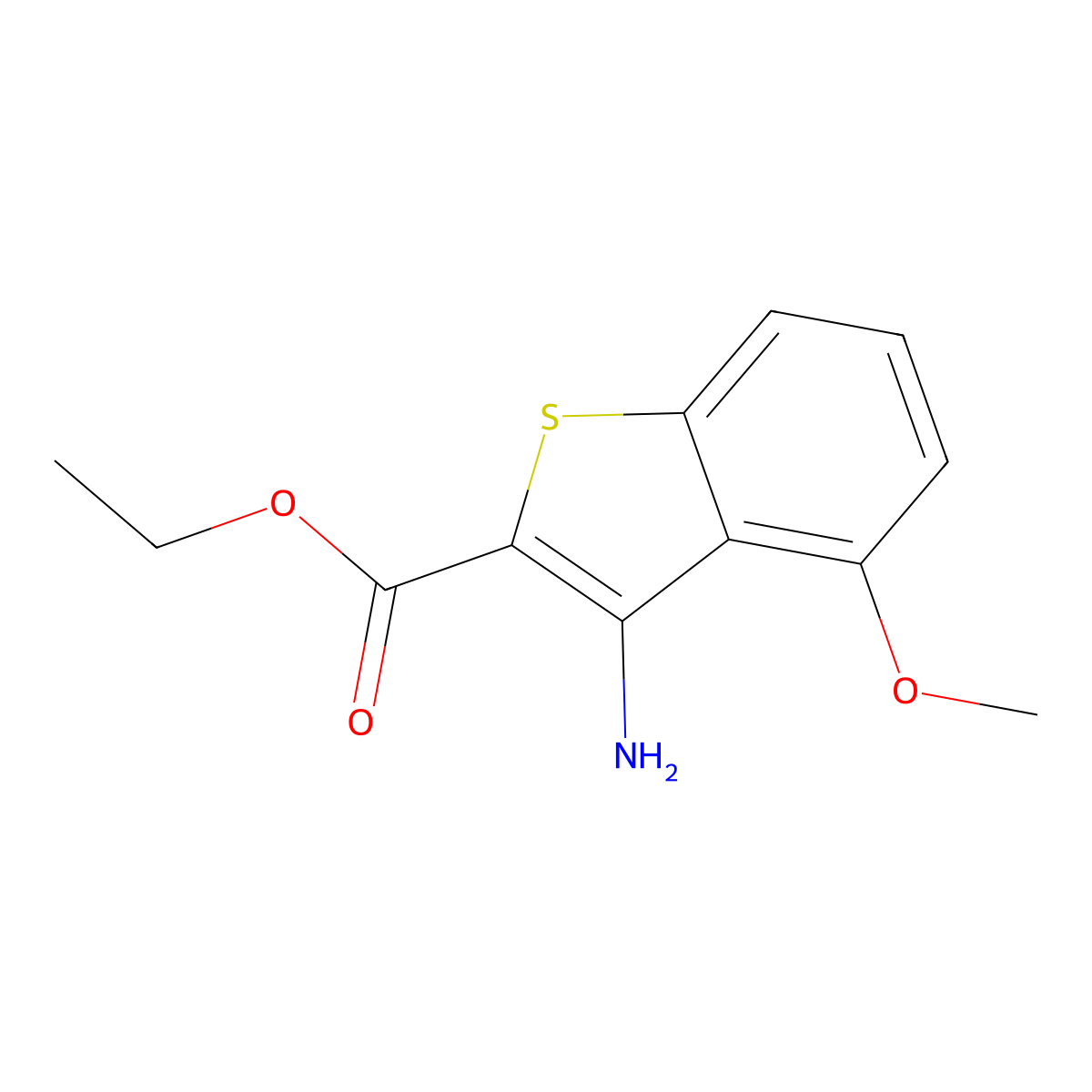 Ethyl 3-amino-4-methoxy-1-benzothiophene-2-carboxylate molecular structure, CAS 77373-52-5