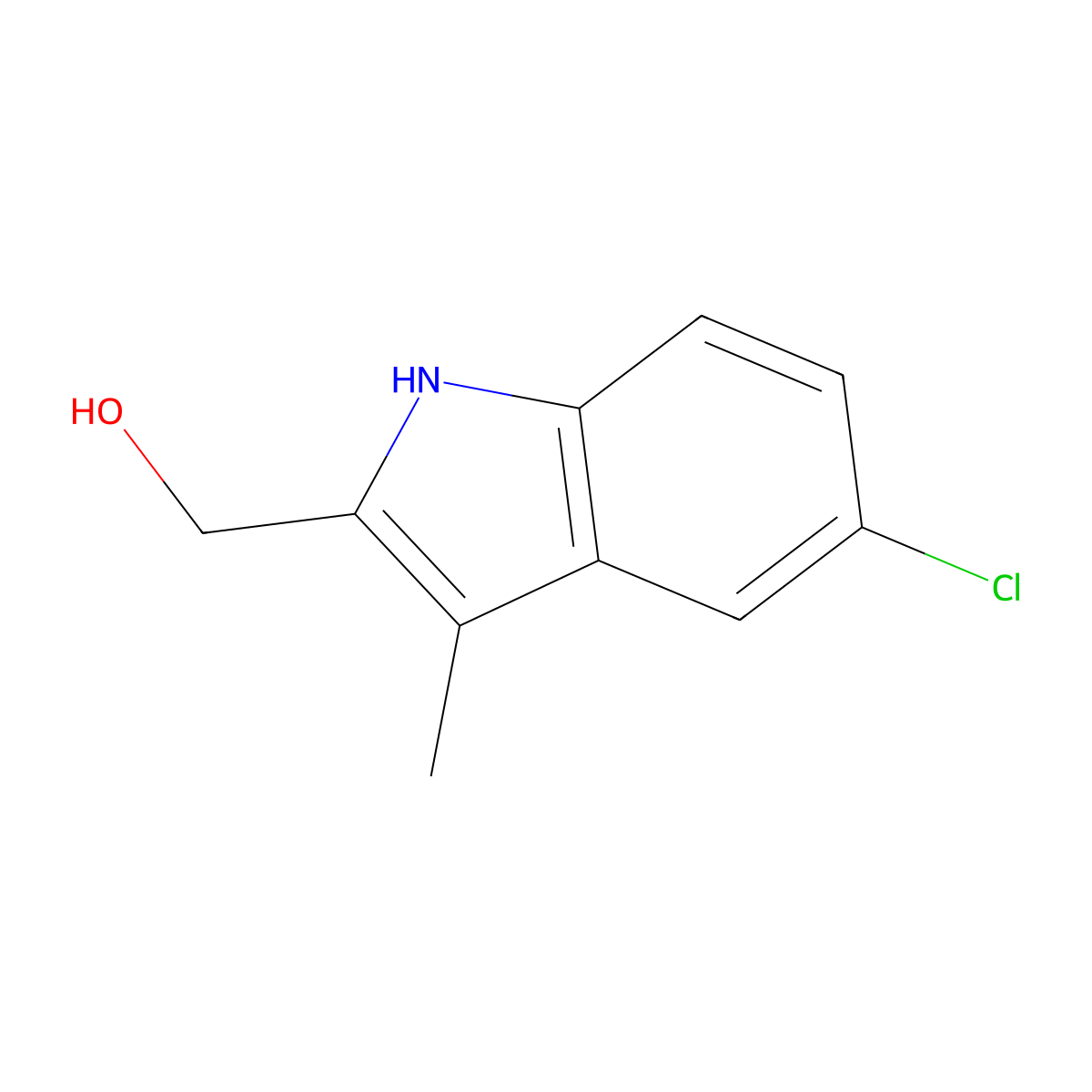 (5-chloro-3-methyl-1H-indol-2-yl)methanol molecular structure, CAS 77373-72-9