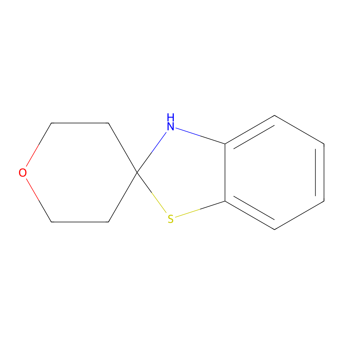 3H-spiro[1,3-benzothiazole-2,4'-oxane] molecular structure, CAS 77376-98-8