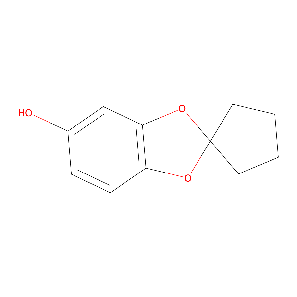 Spiro[1,3-dioxaindane-2,1'-cyclopentane]-6-ol molecular structure, CAS 77377-09-4