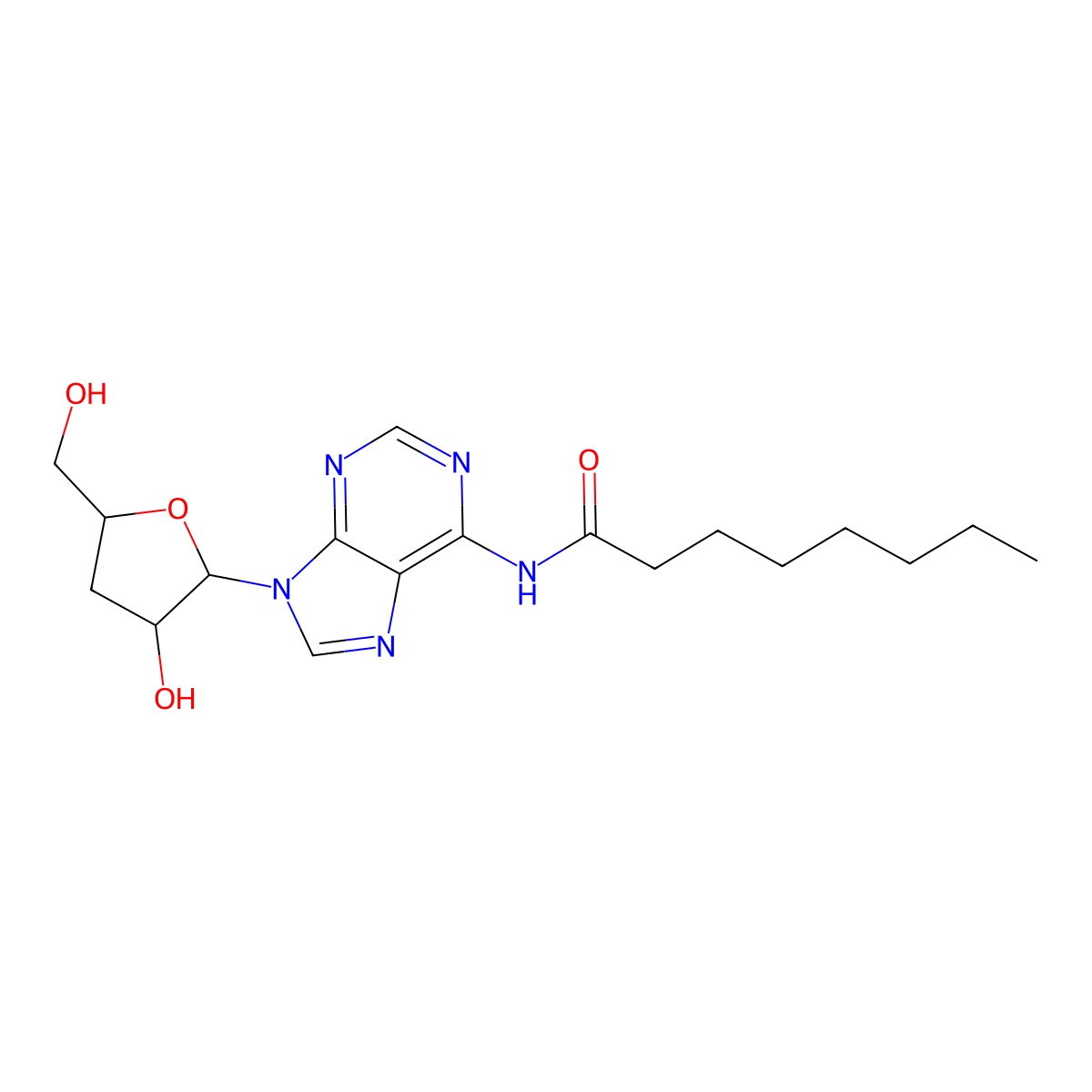 N6-Octanoyl Cordycepin molecular structure, CAS 77378-05-3