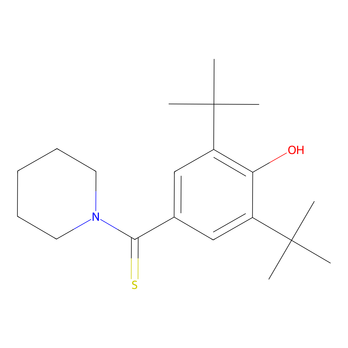 2,6-Ditert-butyl-4-(1-piperidinylcarbothioyl)phenol molecular structure, CAS 77379-96-5