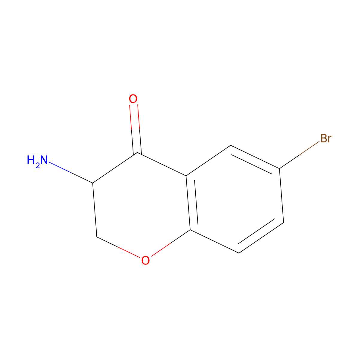 3-Amino-6-bromo-3,4-dihydro-2H-1-benzopyran-4-one molecular structure, CAS 773793-83-2