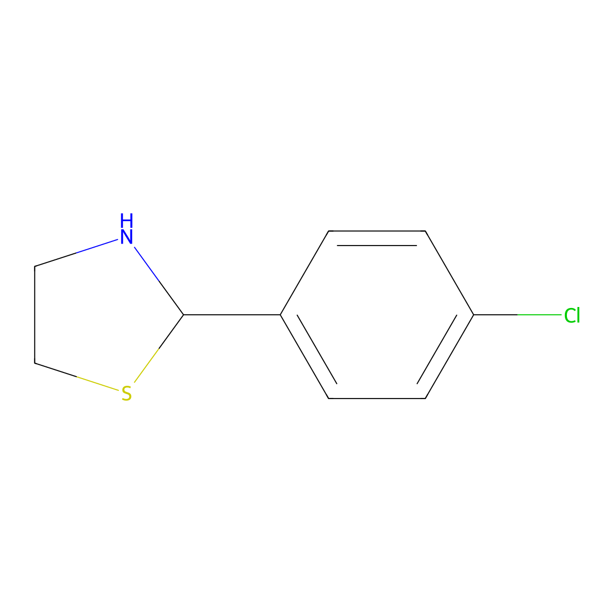 2-(4-Chlorophenyl)thiazolidine molecular structure, CAS 7738-99-0