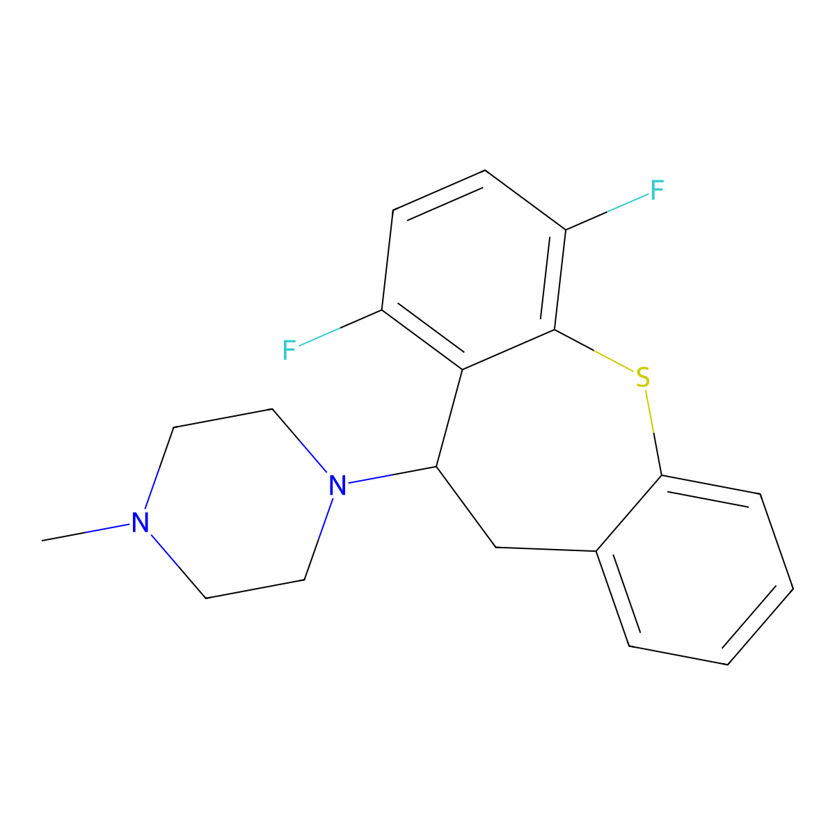 6,9-Difluoro-10-(4-methylpiperazino)-10,11-dihydrodibenzo[b,f]thiepin molecular structure, CAS 77380-35-9