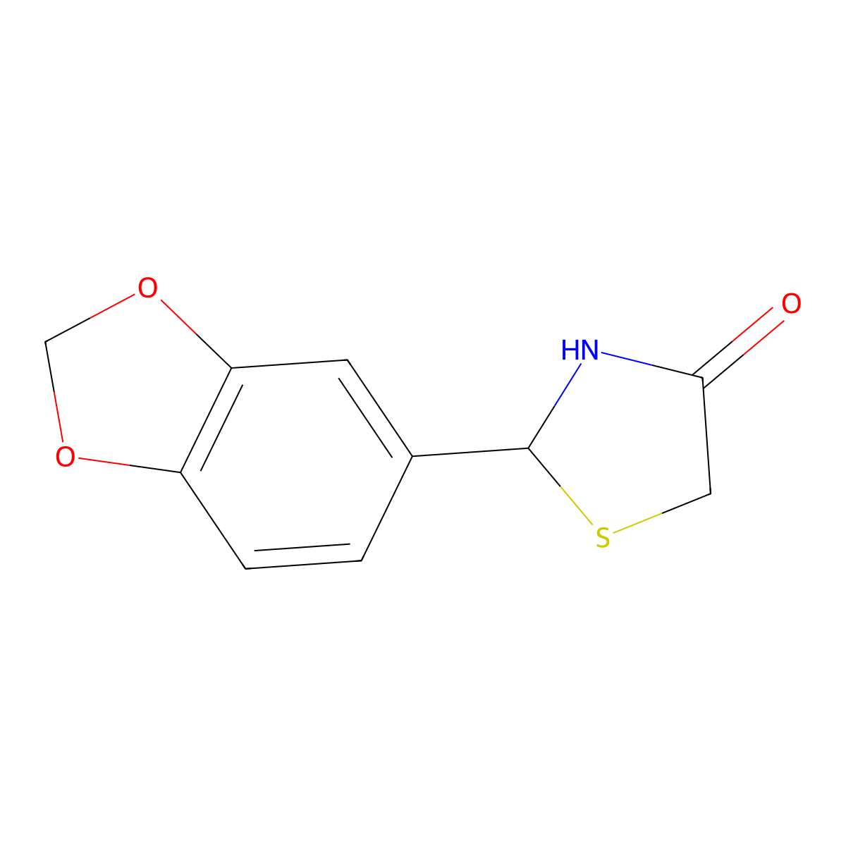 2-(1,3-Benzodioxol-5-yl)-1,3-thiazolidin-4-one molecular structure, CAS 77381-83-0