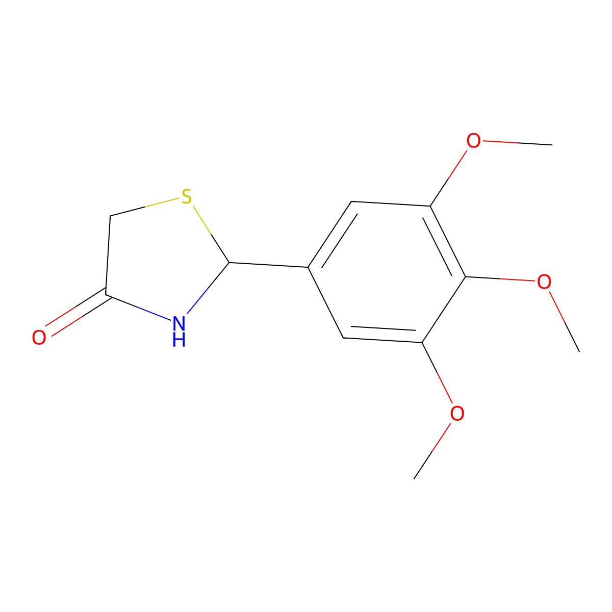 2-(3,4,5-Trimethoxyphenyl)-1,3-thiazolidin-4-one molecular structure, CAS 77381-90-9