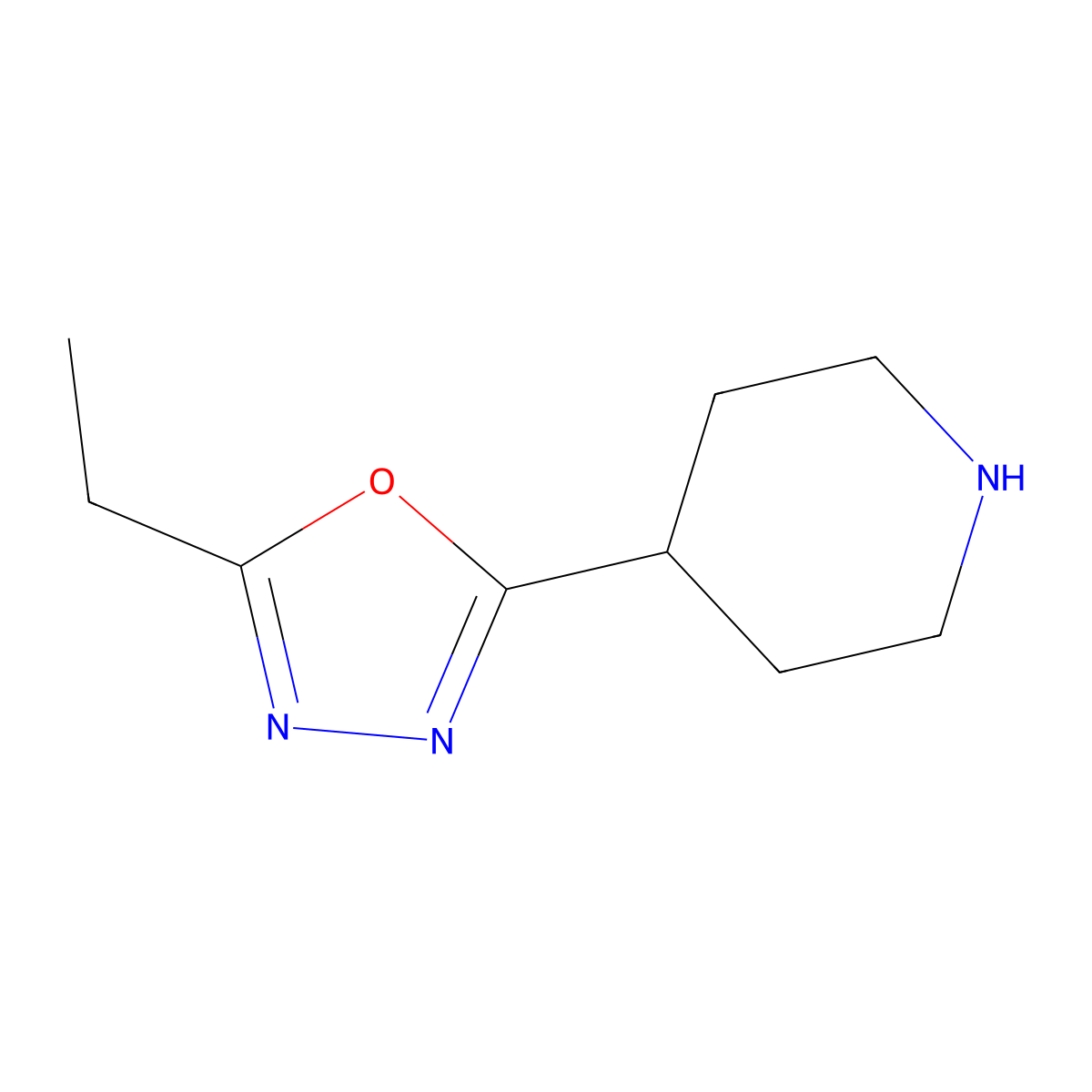 4-(5-Ethyl-1,3,4-oxadiazol-2-yl)piperidine molecular structure, CAS 773841-46-6