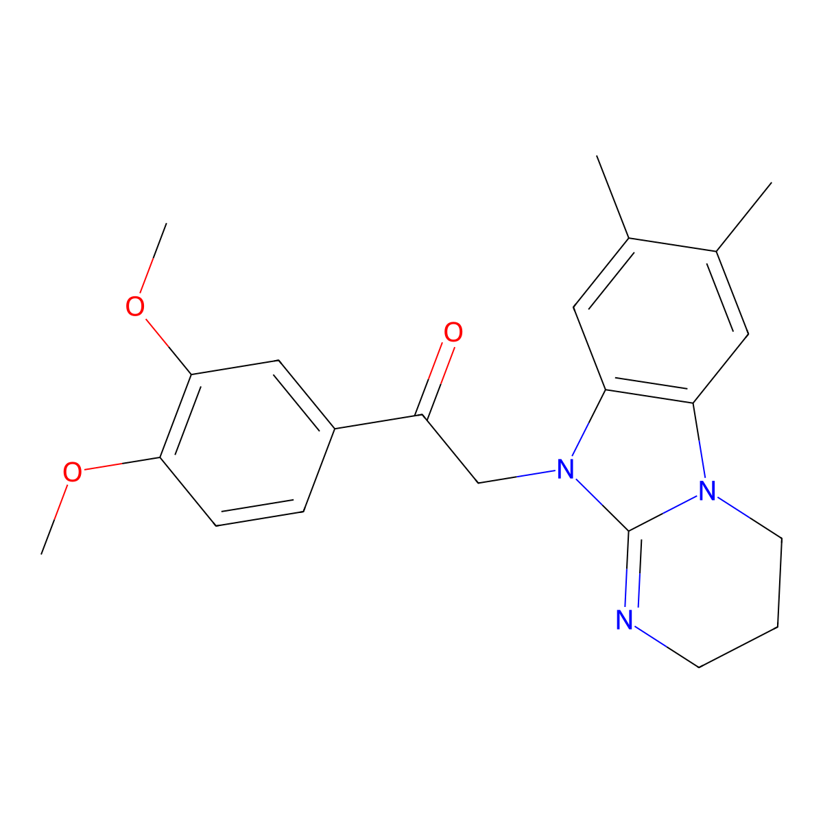 1-(3,4-dimethoxyphenyl)-2-(7,8-dimethyl-3,4-dihydropyrimido[1,2-a]benzimidazol-10(2H)-yl)ethanone molecular structure, CAS 773843-32-6