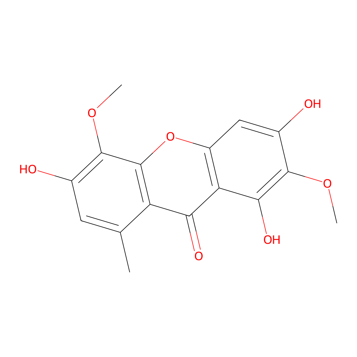 1,3,6-Trihydroxy-2,5-dimethoxy-8-methyl-9H-xanthen-9-one molecular structure, CAS 773850-91-2