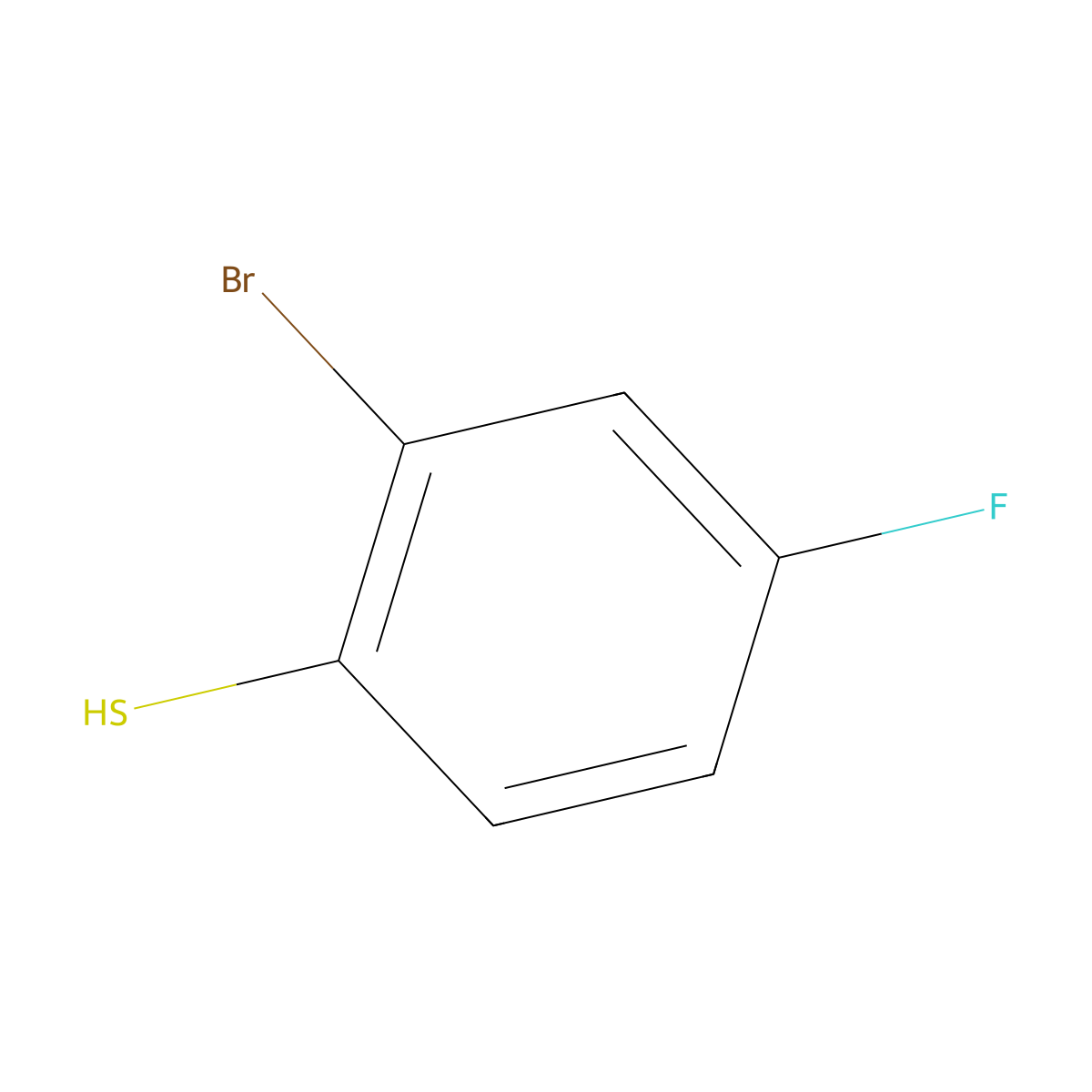 2-Bromo-4-fluorobenzene-1-thiol molecular structure, CAS 773853-92-2