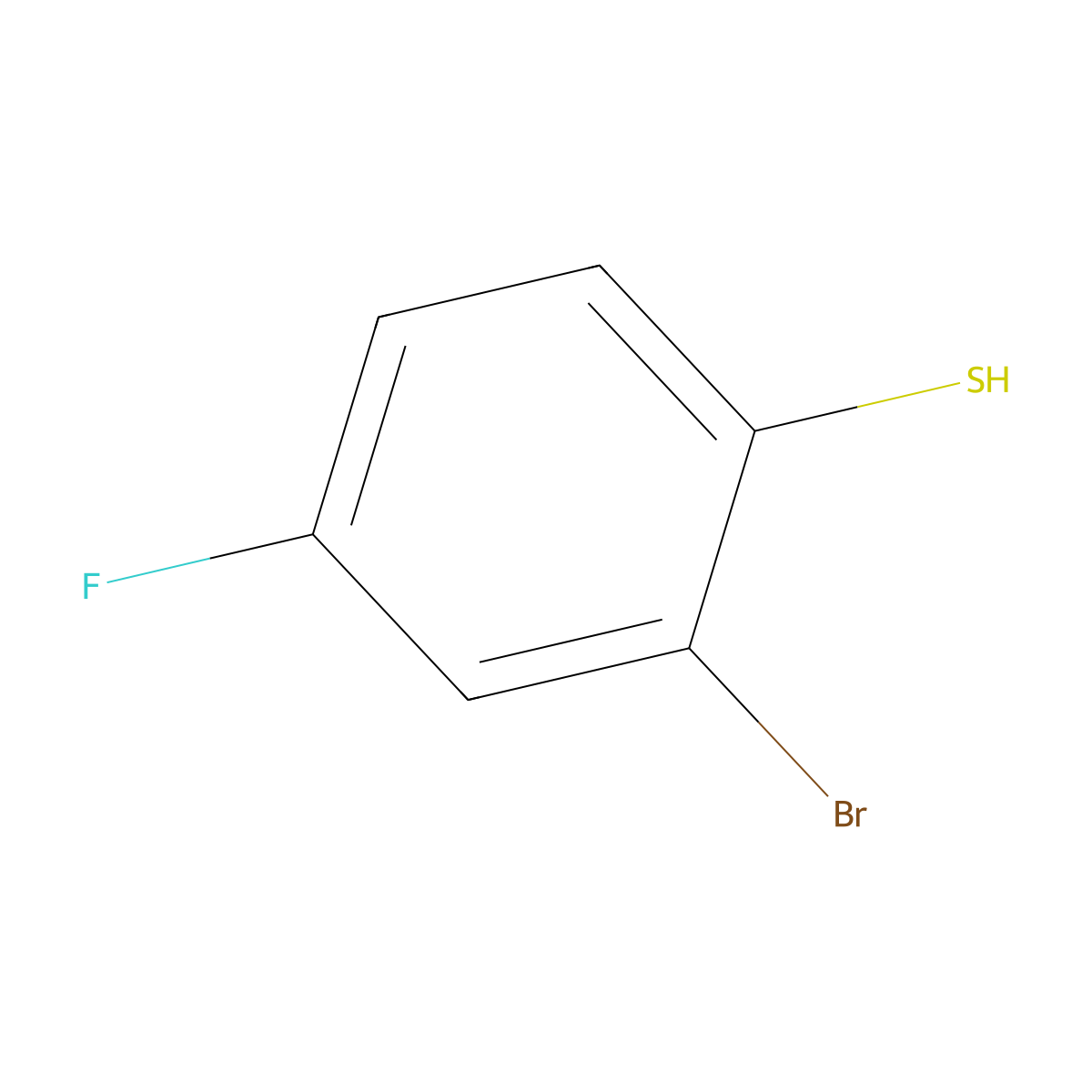 2-Bromo-4-fluorobenzene-1-thiol molecular structure, CAS 773853-92-2