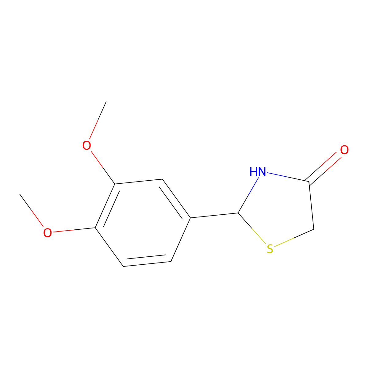 2-(3,4-Dimethoxyphenyl)-1,3-thiazolidin-4-one molecular structure, CAS 77386-55-1