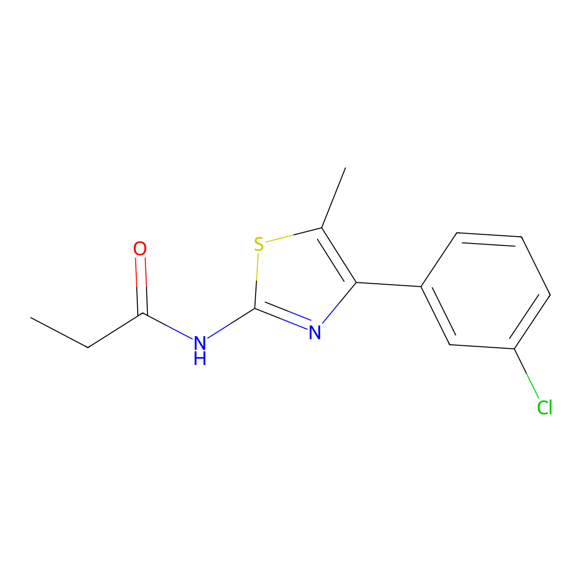 N-[4-(3-chlorophenyl)-5-methyl-1,3-thiazol-2-yl]propanamide molecular structure, CAS 773860-65-4