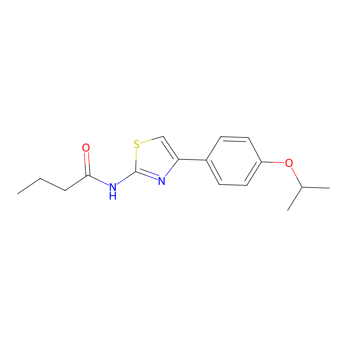 N-(4-(4-isopropoxyphenyl)thiazol-2-yl)butyramide molecular structure, CAS 773860-67-6