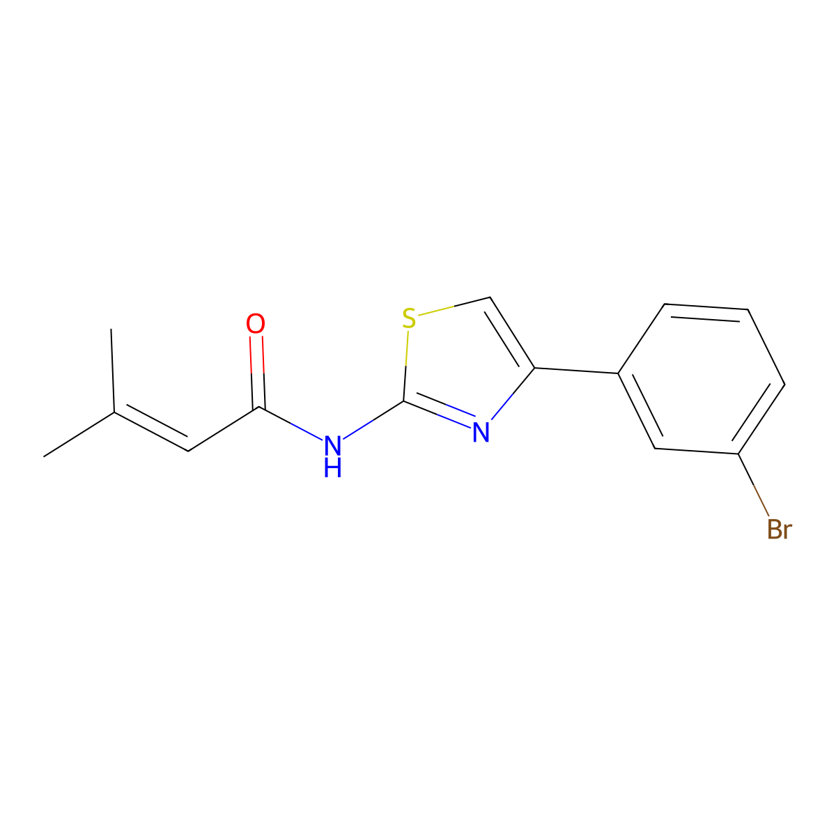 N-[4-(3-bromophenyl)-1,3-thiazol-2-yl]-3-methylbut-2-enamide molecular structure, CAS 773861-05-5