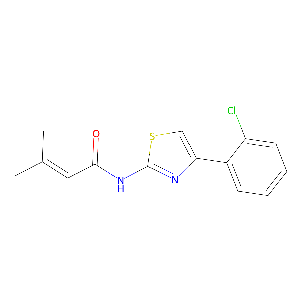 N-[4-(2-chlorophenyl)-1,3-thiazol-2-yl]-3-methylbut-2-enamide molecular structure, CAS 773861-06-6