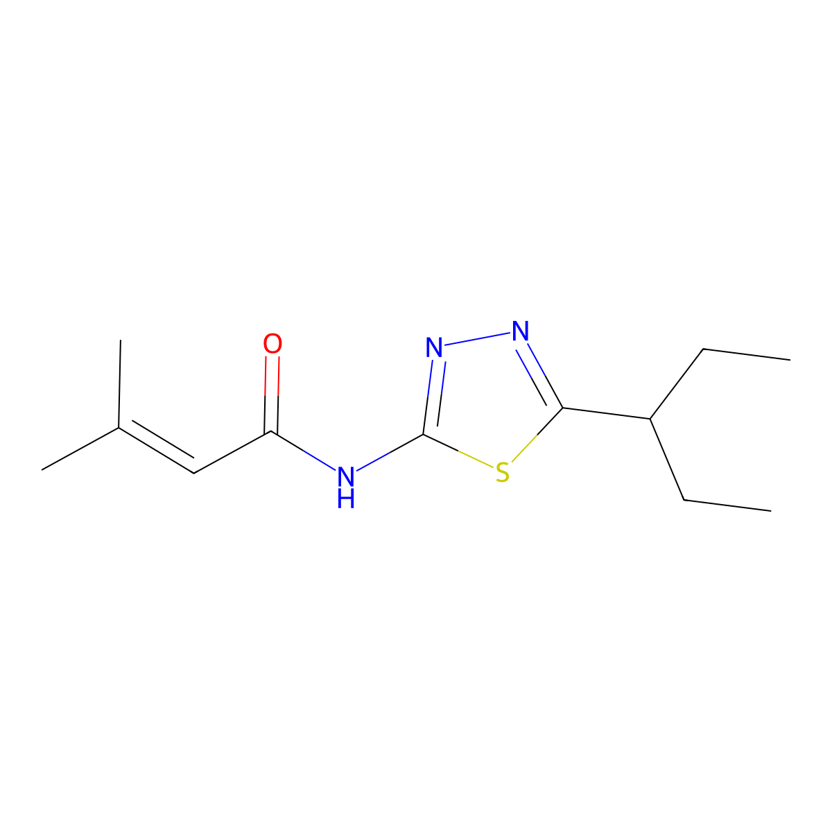 3-methyl-N-(5-pentan-3-yl-1,3,4-thiadiazol-2-yl)but-2-enamide molecular structure, CAS 773861-09-9