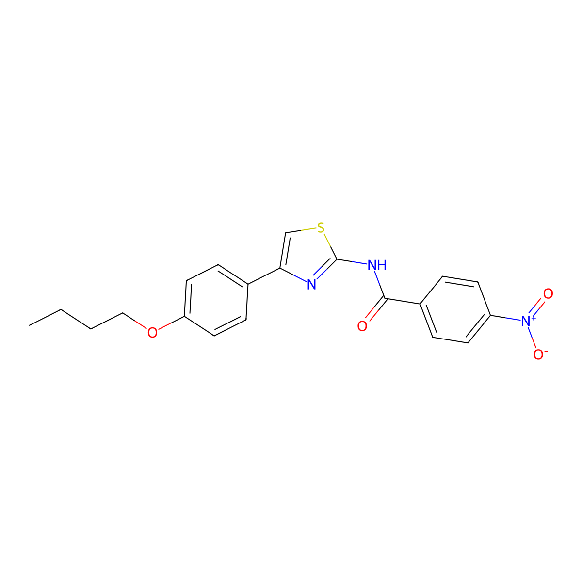 N-[4-(4-butoxyphenyl)-1,3-thiazol-2-yl]-4-nitrobenzamide molecular structure, CAS 773861-25-9