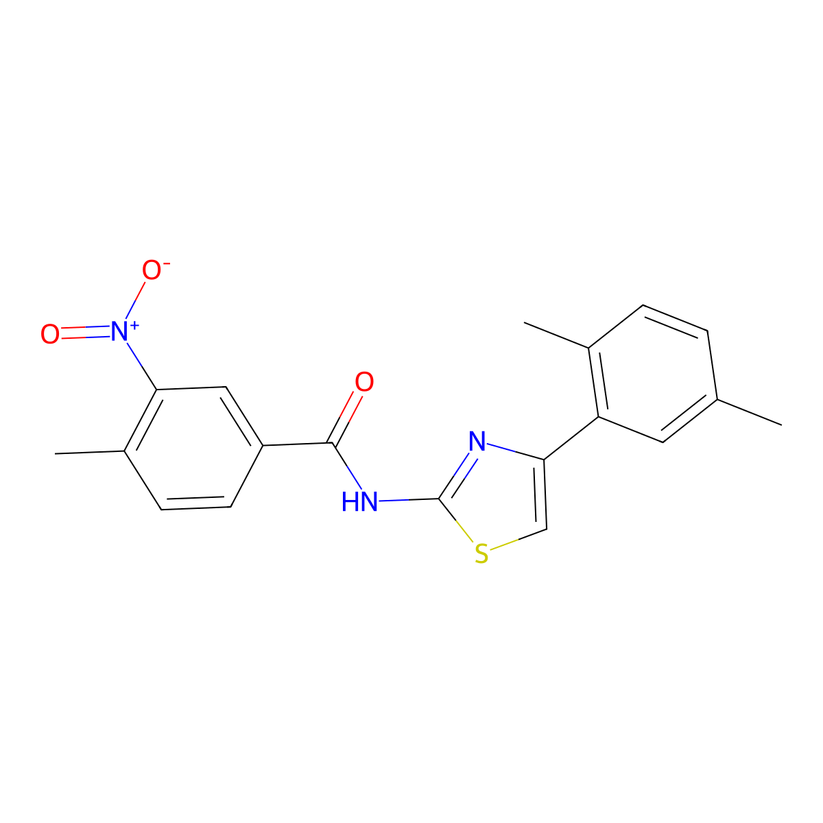 N-[4-(2,5-dimethylphenyl)-1,3-thiazol-2-yl]-4-methyl-3-nitrobenzamide molecular structure, CAS 773861-54-4