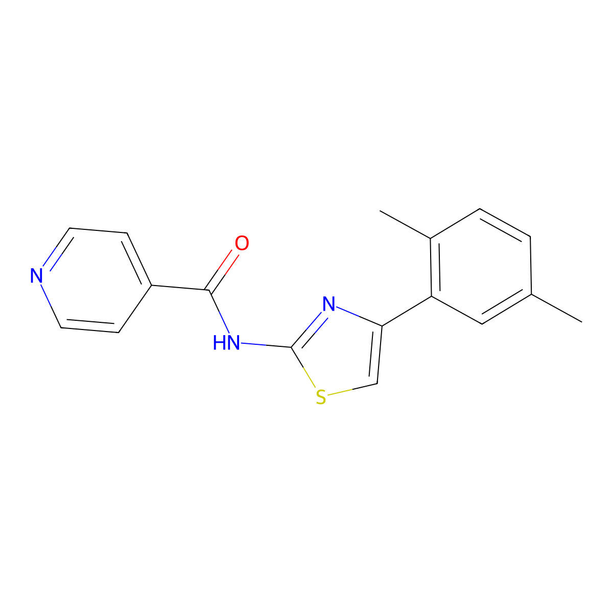 N-[4-(2,5-dimethylphenyl)-1,3-thiazol-2-yl]pyridine-4-carboxamide molecular structure, CAS 773863-36-8