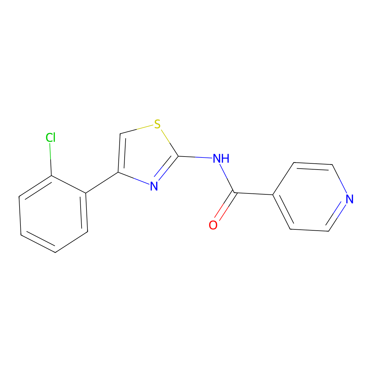N-[4-(2-chlorophenyl)-1,3-thiazol-2-yl]pyridine-4-carboxamide molecular structure, CAS 773863-42-6