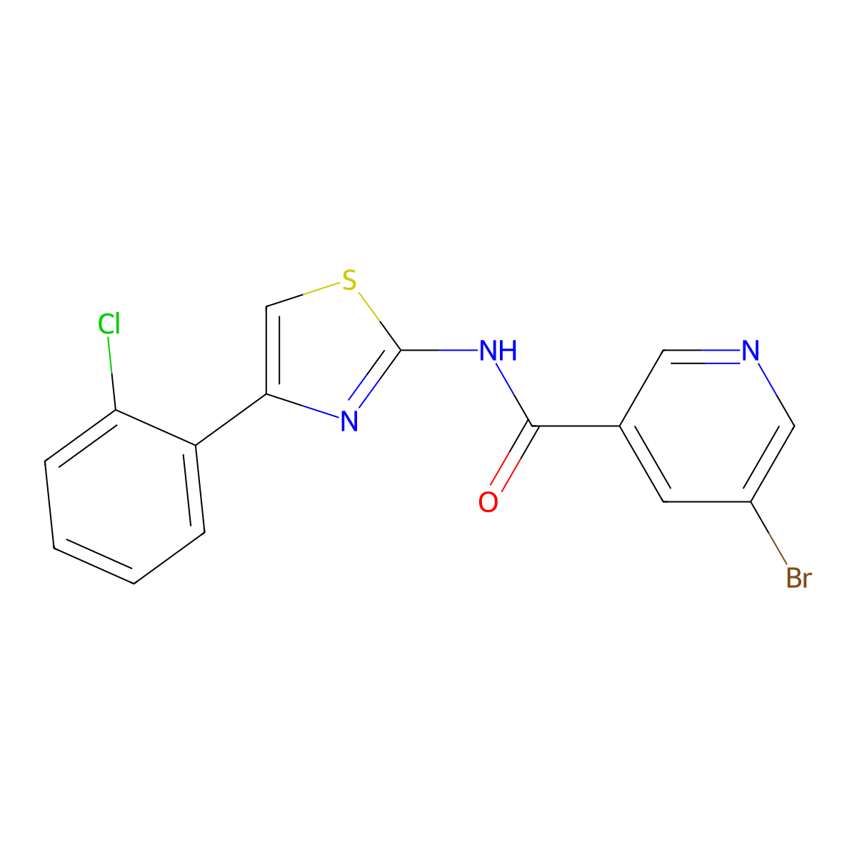 5-bromo-N-[4-(2-chlorophenyl)-1,3-thiazol-2-yl]pyridine-3-carboxamide molecular structure, CAS 773863-52-8