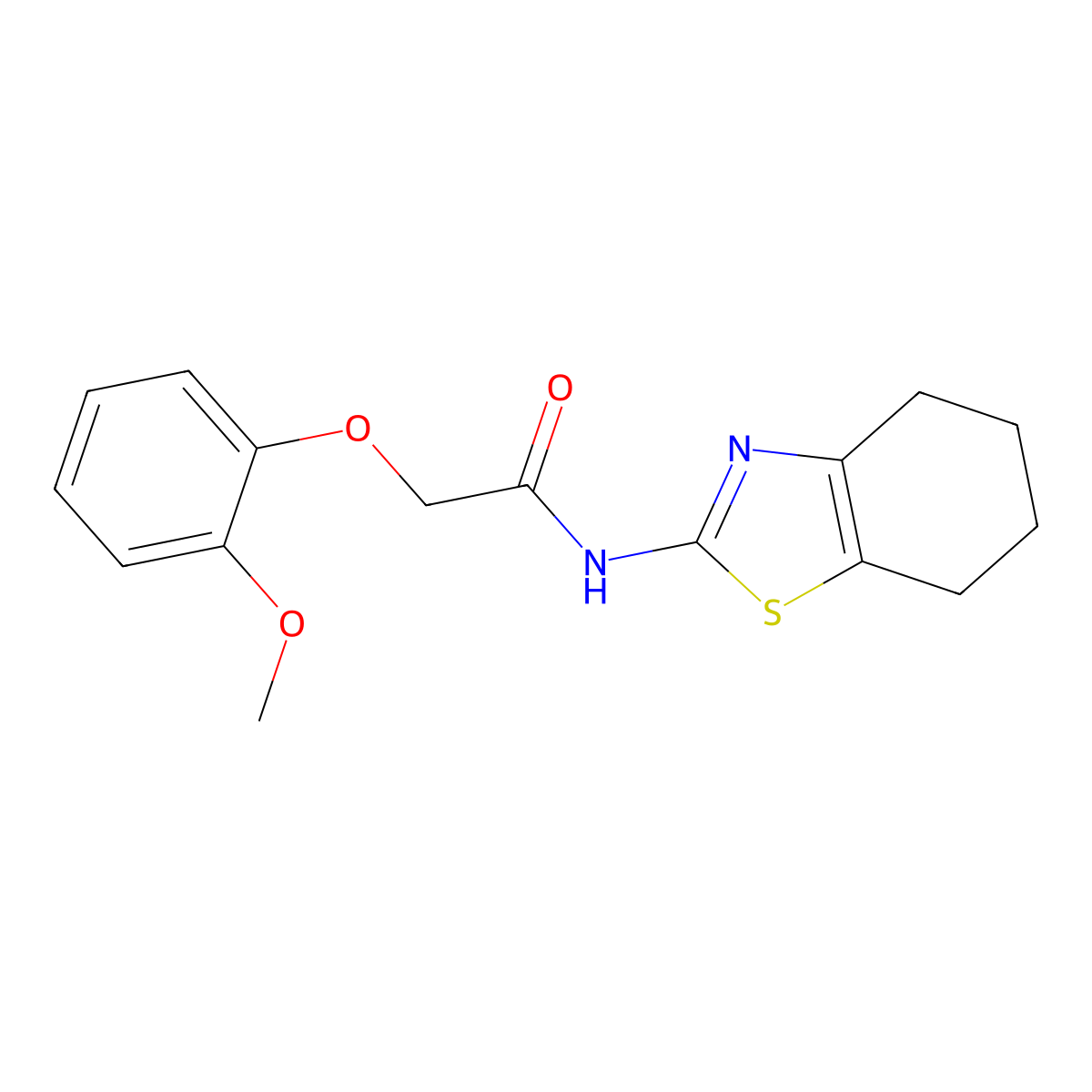 2-(2-methoxyphenoxy)-N-(4,5,6,7-tetrahydro-1,3-benzothiazol-2-yl)acetamide molecular structure, CAS 773863-68-6