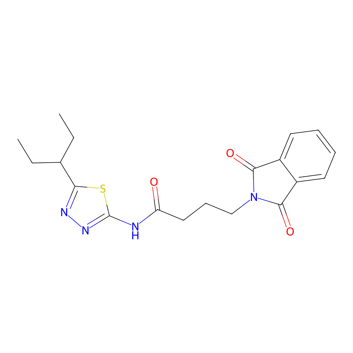 4-(1,3-dioxo-1,3-dihydro-2H-isoindol-2-yl)-N-[5-(pentan-3-yl)-1,3,4-thiadiazol-2-yl]butanamide molecular structure, CAS 773863-87-9