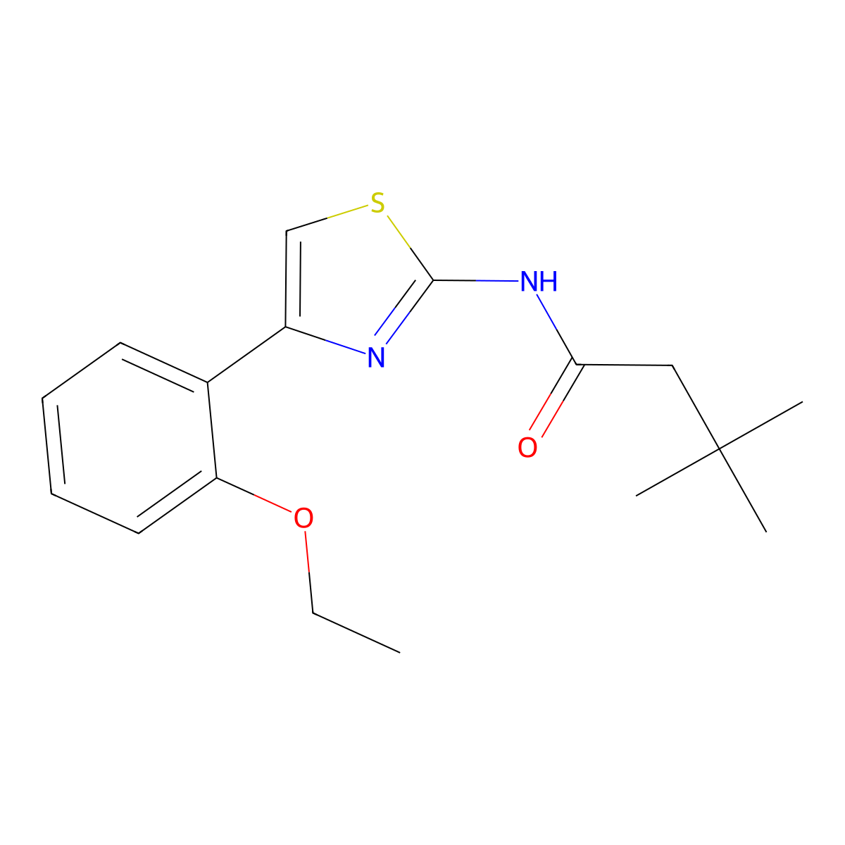 N-[4-(2-ethoxyphenyl)-1,3-thiazol-2-yl]-3,3-dimethylbutanamide molecular structure, CAS 773863-93-7